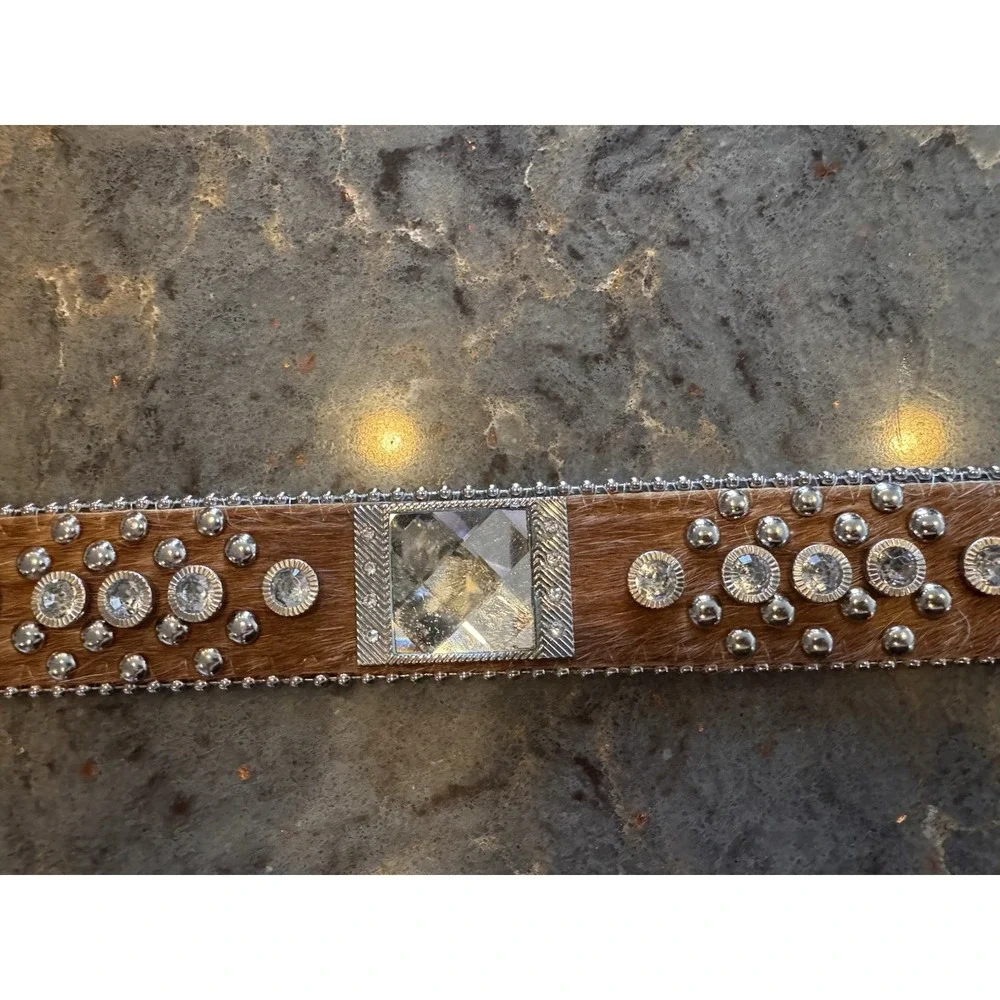 Western Rhinestone Cowhide Belt Hair On Hide Bling Cowgirl Rodeo‎ Montana West